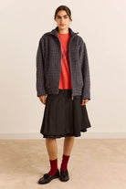 Damson Madder Pixie Wool Blend Bomber Willow Gingham - Steranko Clothing Manchester