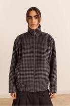 Damson Madder Pixie Wool Blend Bomber Willow Gingham - Steranko Clothing Manchester