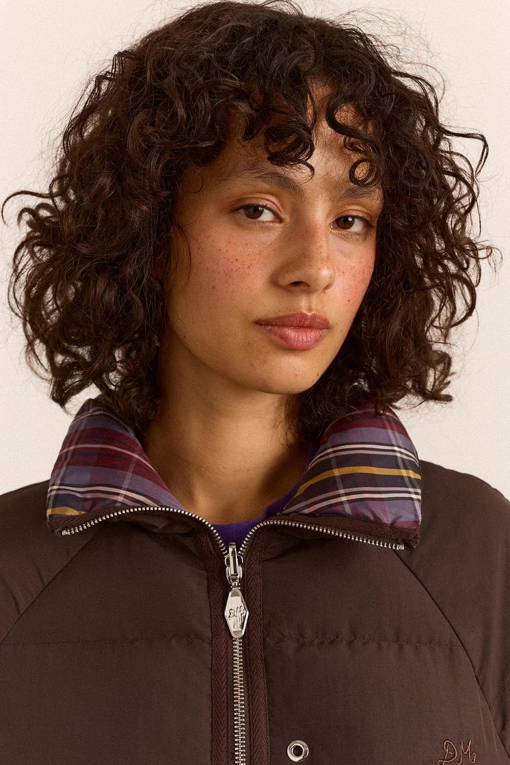 Damson Madder Reversible Opal Puffer Plumb Check - Steranko Clothing Manchester