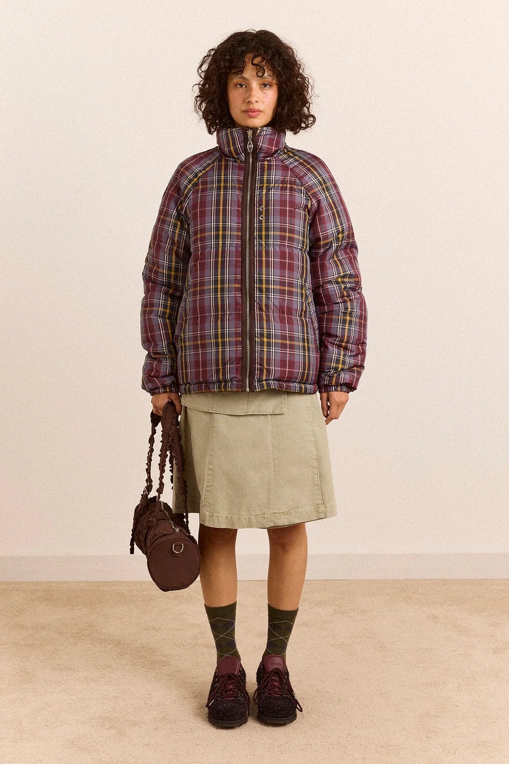 Damson Madder Reversible Opal Puffer Plumb Check - Steranko Clothing Manchester