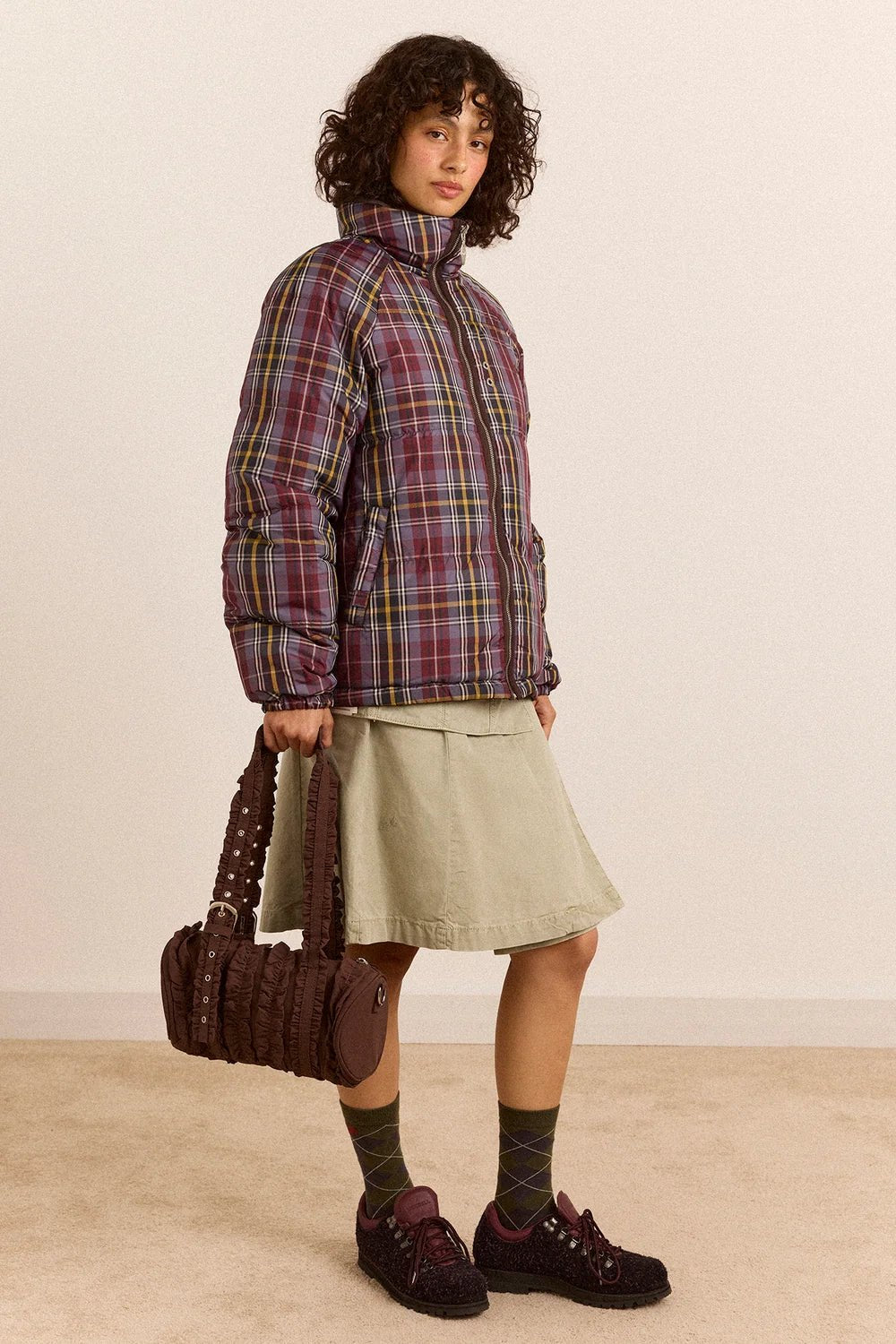 Damson Madder Reversible Opal Puffer Plumb Check - Steranko Clothing Manchester