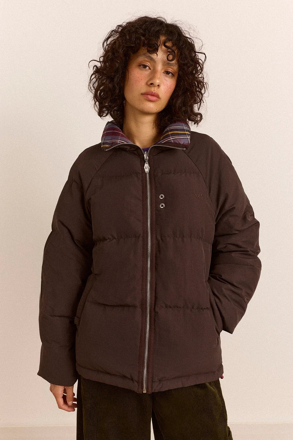 Damson Madder Reversible Opal Puffer Plumb Check - Steranko Clothing Manchester