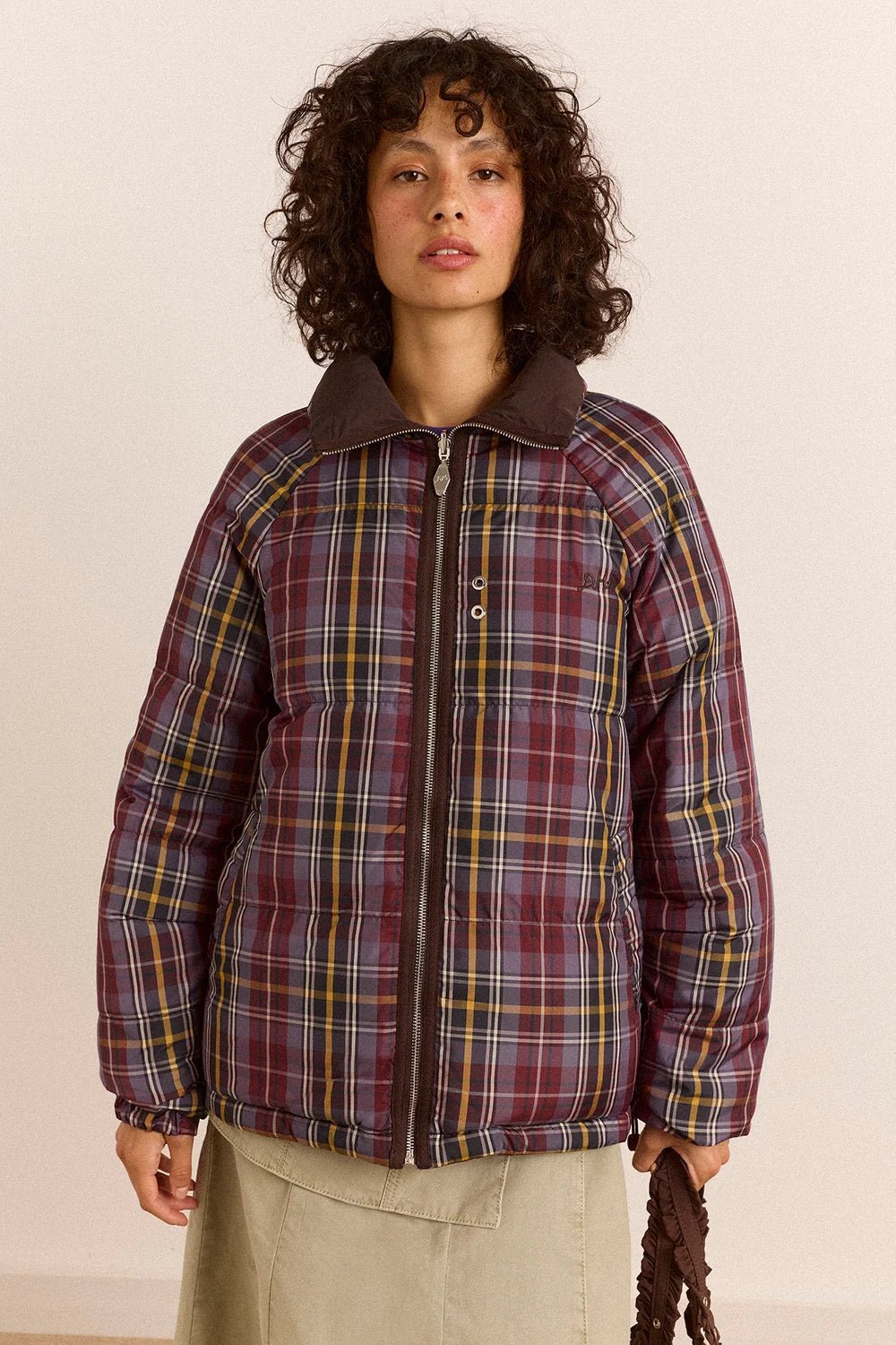 Damson Madder Reversible Opal Puffer Plumb Check - Steranko Clothing Manchester