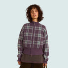 Damson Madder Saffy Merino Wool Cardigan Brushed Check Lilac - Steranko Clothing Manchester