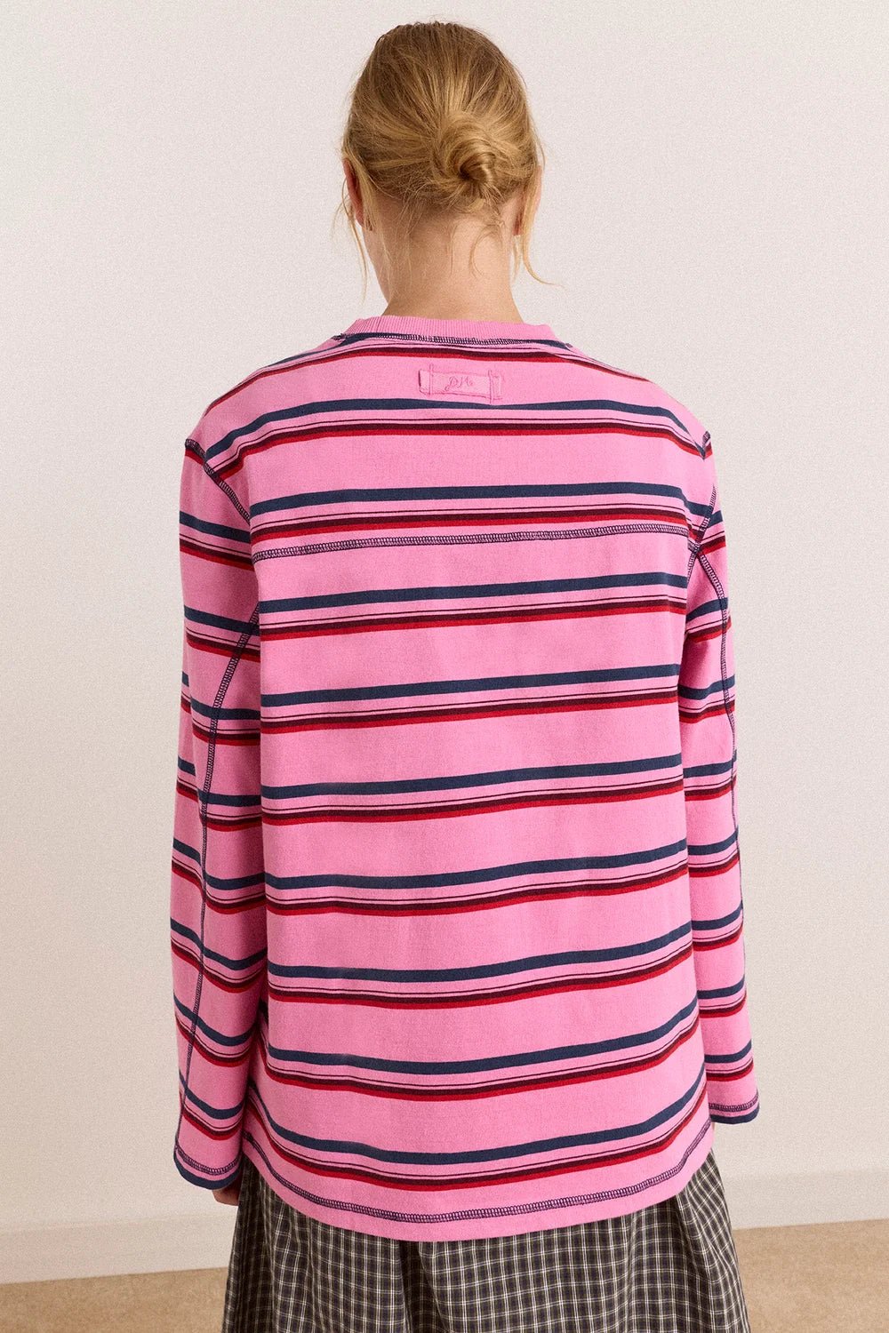 Damson Madder Samara Tee Pink Stripe - Steranko Clothing Manchester