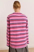 Damson Madder Samara Tee Pink Stripe - Steranko Clothing Manchester