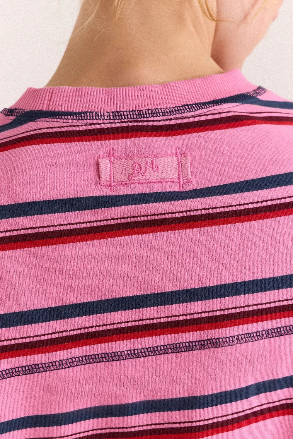 Damson Madder Samara Tee Pink Stripe - Steranko Clothing Manchester
