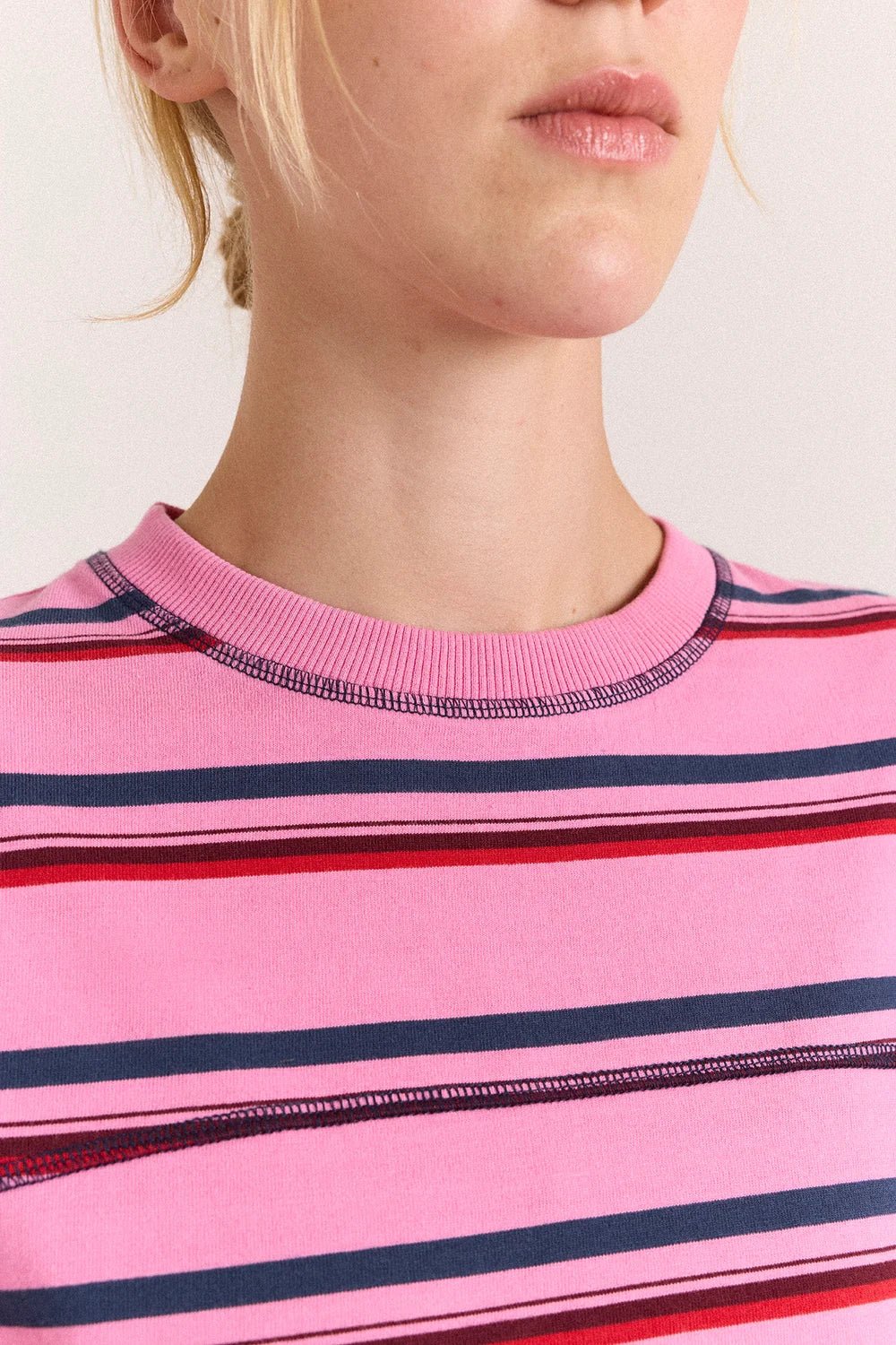 Damson Madder Samara Tee Pink Stripe - Steranko Clothing Manchester