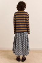Damson Madder Scotti LS Tee Olive Stripe - Steranko Clothing Manchester
