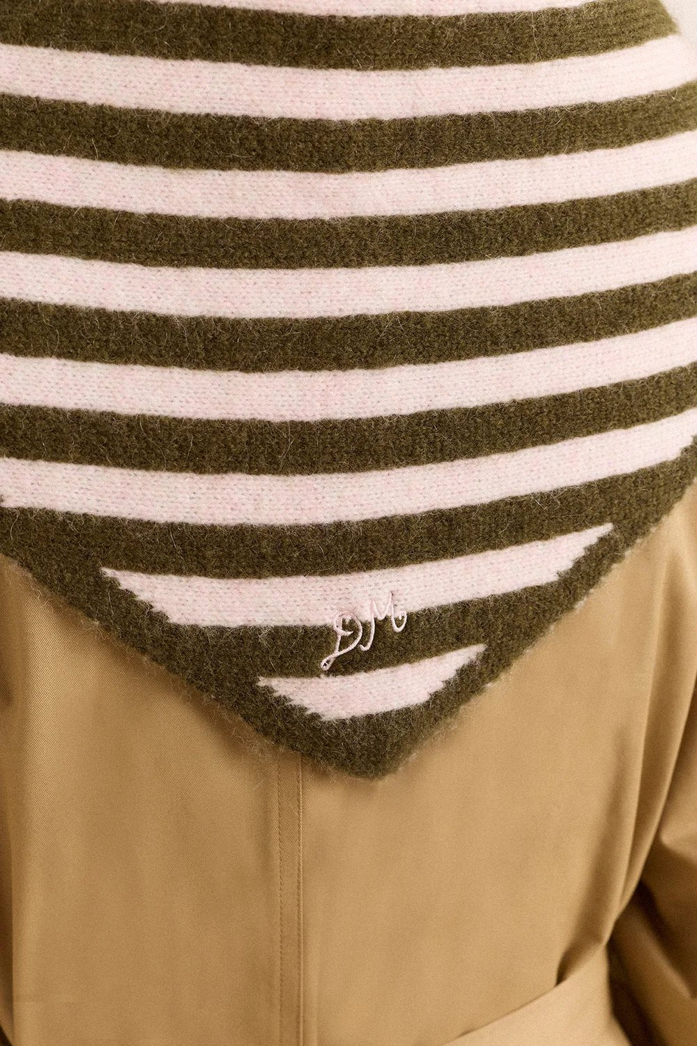Damson Madder Triangle Scarf Olive / Pink - Steranko Clothing Manchester