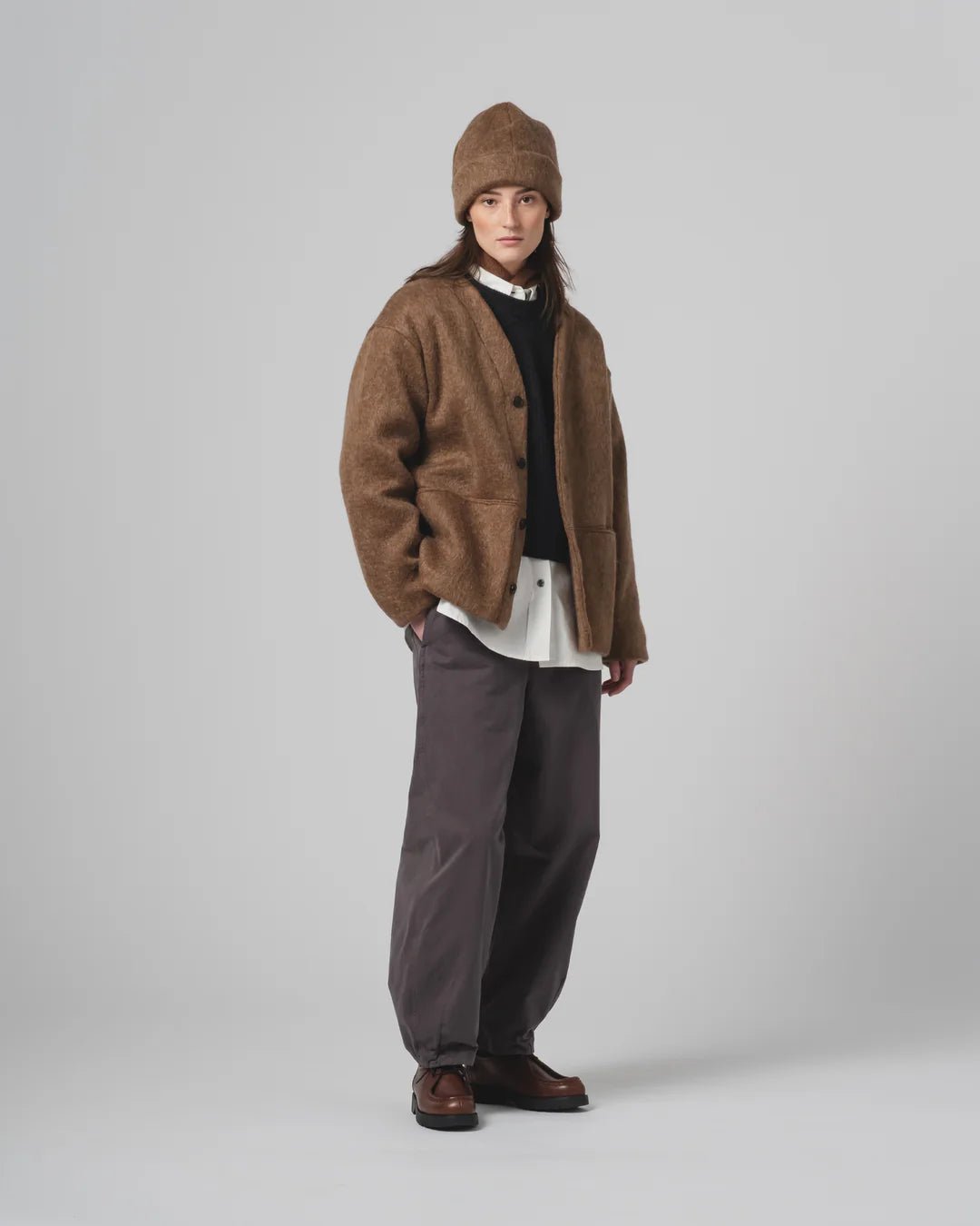 Eat Dust Unisex Cardigan Mohair Fleece Java Brown - Steranko Clothing Manchester