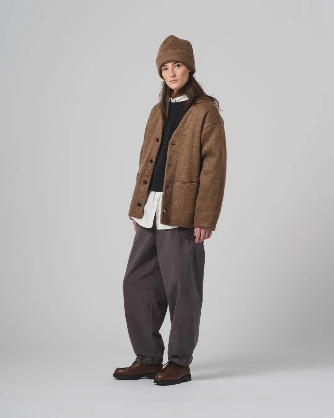 Eat Dust Unisex Cardigan Mohair Fleece Java Brown - Steranko Clothing Manchester