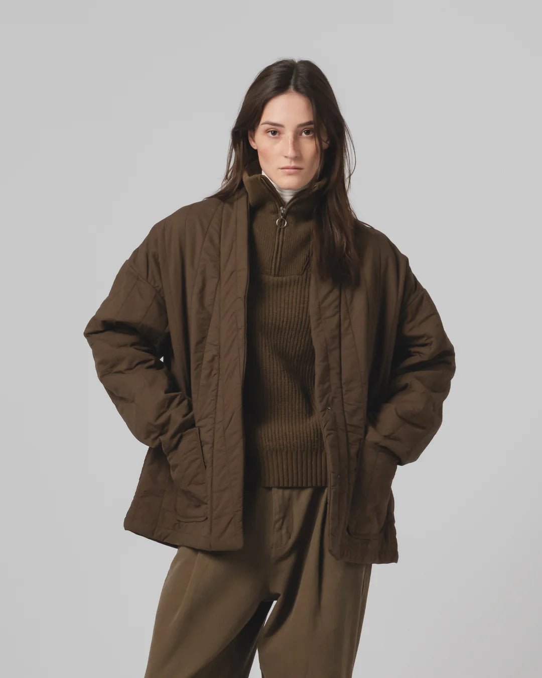 Eat Dust Unisex Edo Quilted Jacket Java Brown - Steranko Clothing Manchester