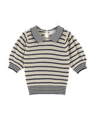 Emile & Ida Dauphin Striped Knitted Polo Shirt Marina Blue - Steranko Clothing Manchester