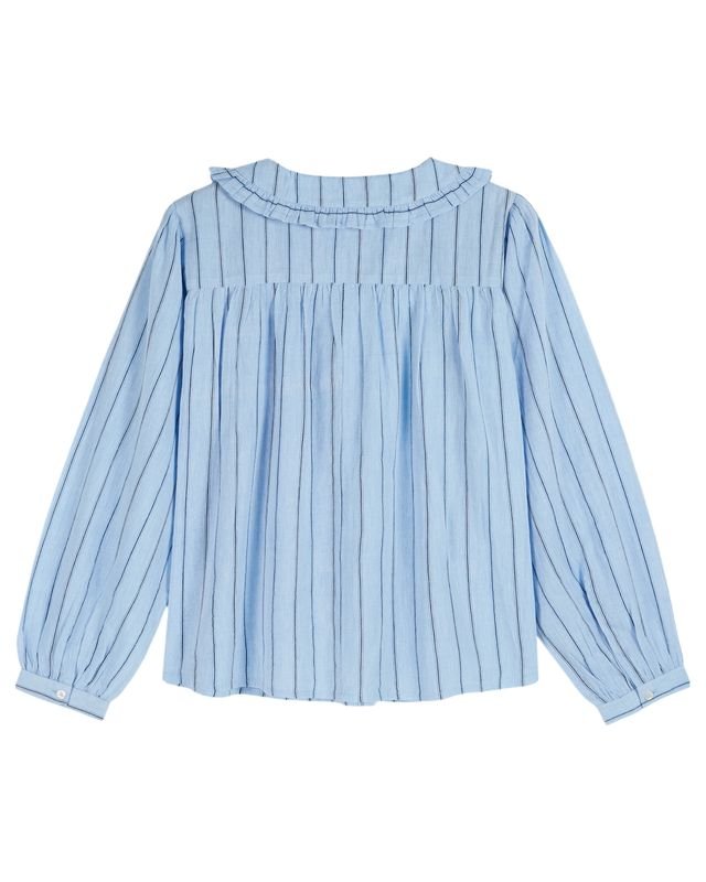 Emile & Ida Dede Blouse Jacquard Blue - Steranko Clothing Manchester