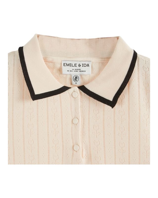 Emile & Ida Dino Pointelle Polo Shirt Cream - Steranko Clothing Manchester