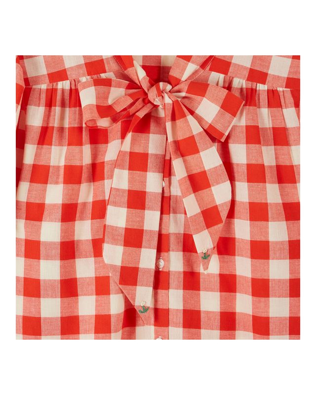 Emile & Ida Diva Blouse Red Gingham - Steranko Clothing Manchester