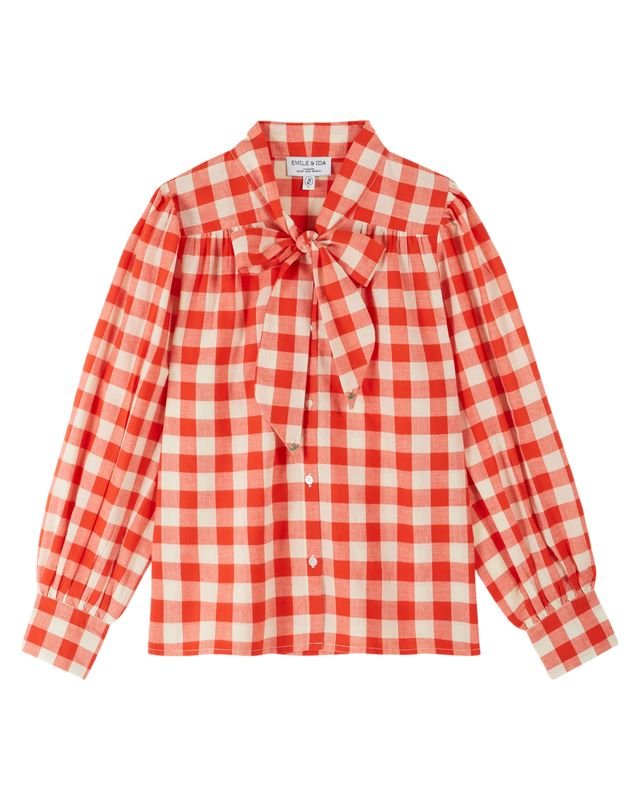 Emile & Ida Diva Blouse Red Gingham - Steranko Clothing Manchester