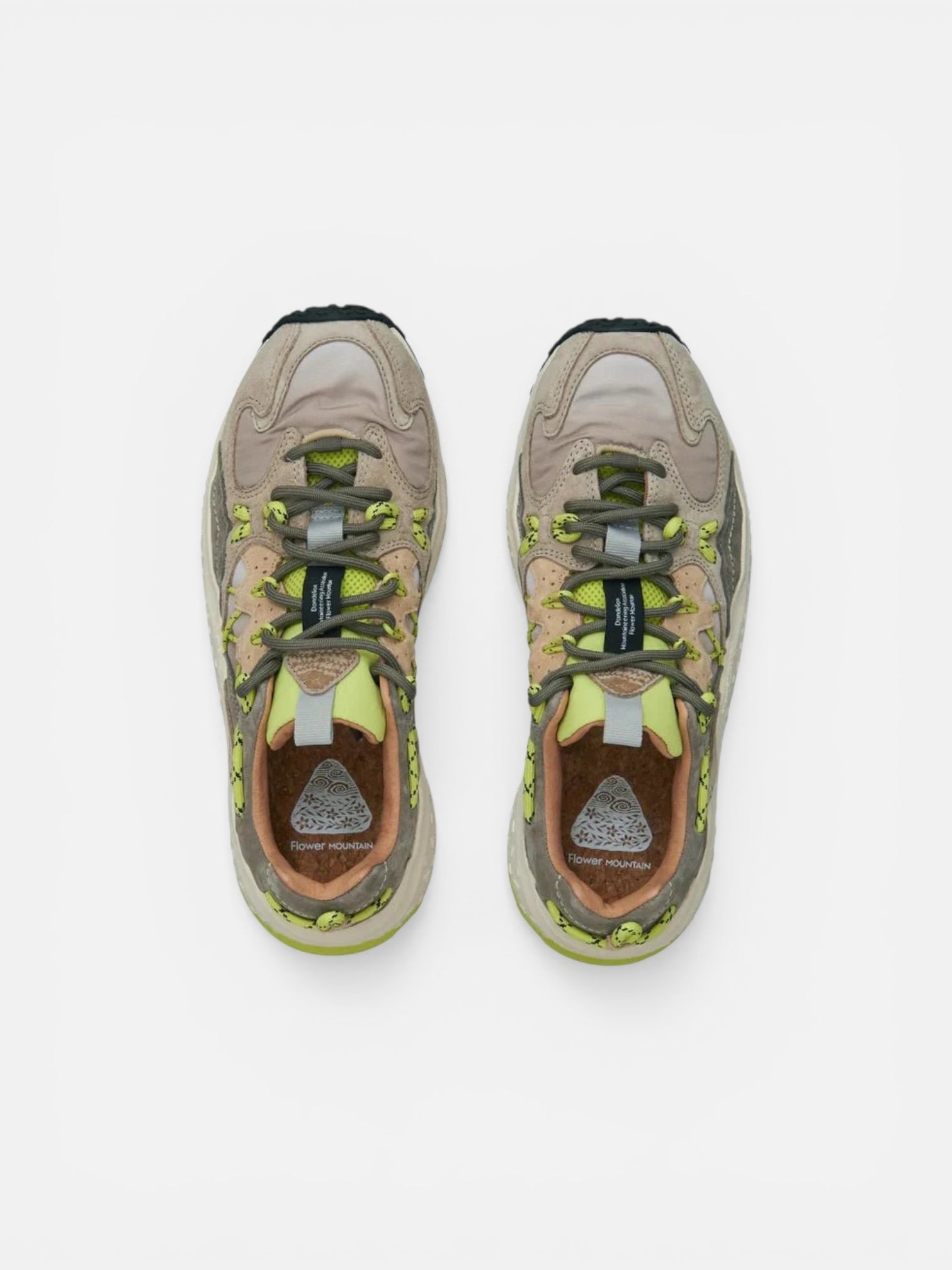 Flower Mountain Yamabushi Suede/Nylon Ripstop Taupe - Lime - Steranko Clothing Manchester