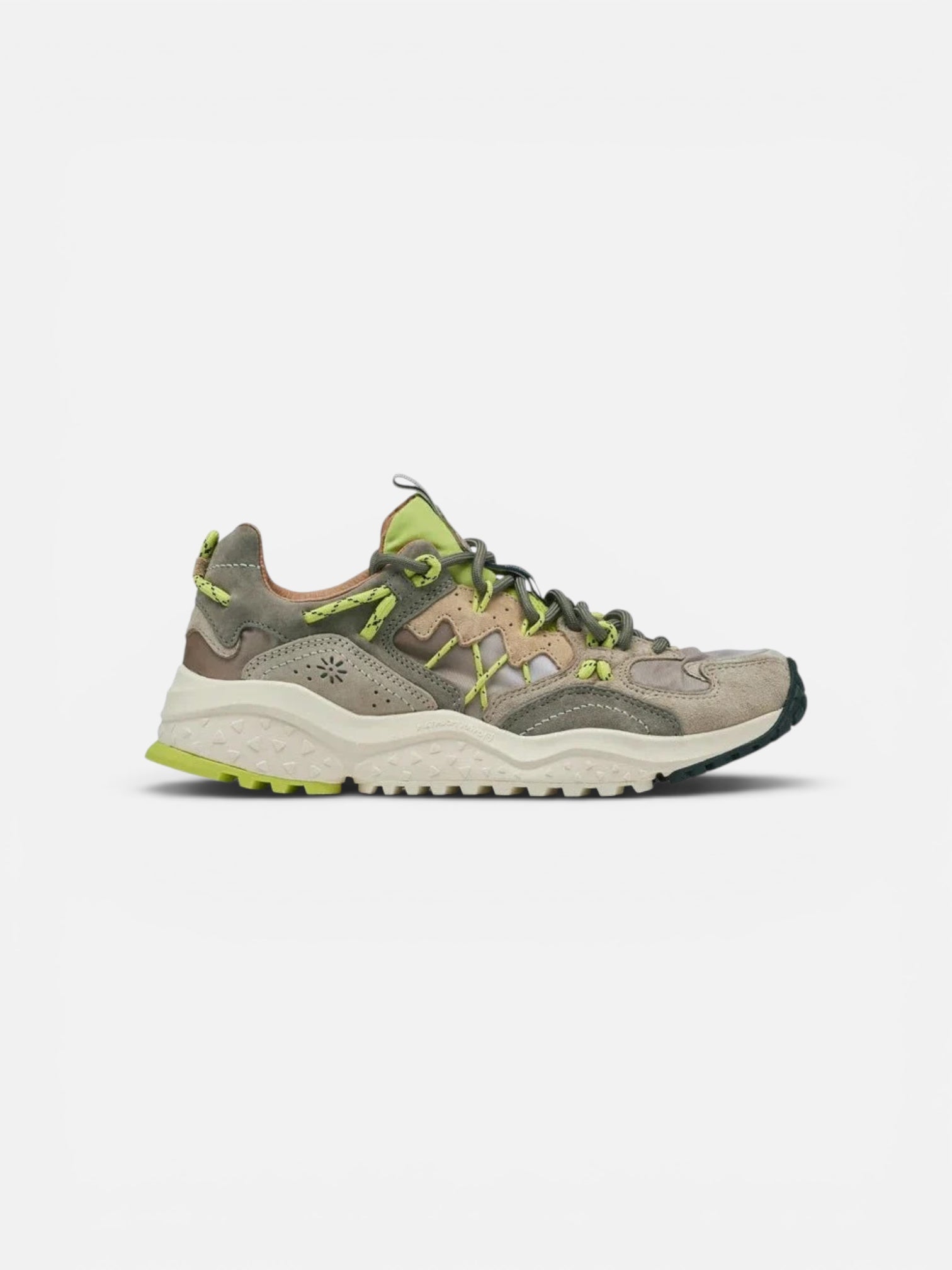 Flower Mountain Yamabushi Suede/Nylon Ripstop Taupe - Lime - Steranko Clothing Manchester