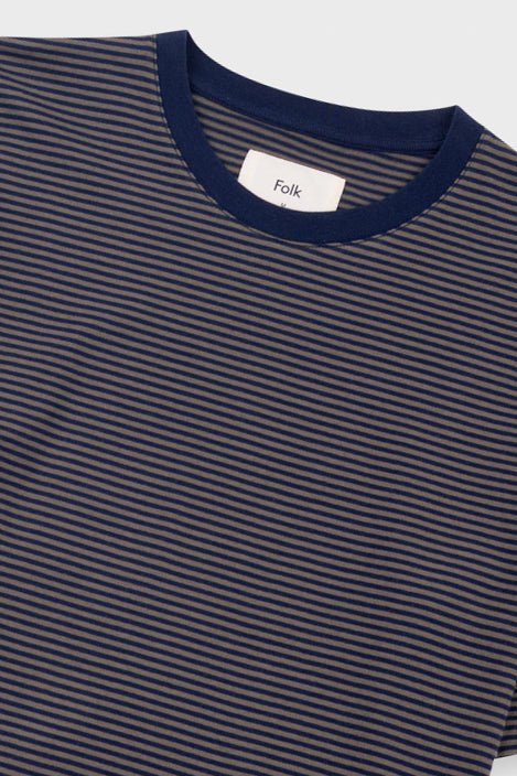 Folk 1x1 Stripe T-Shirt Black/Charcoal - Steranko Clothing Manchester