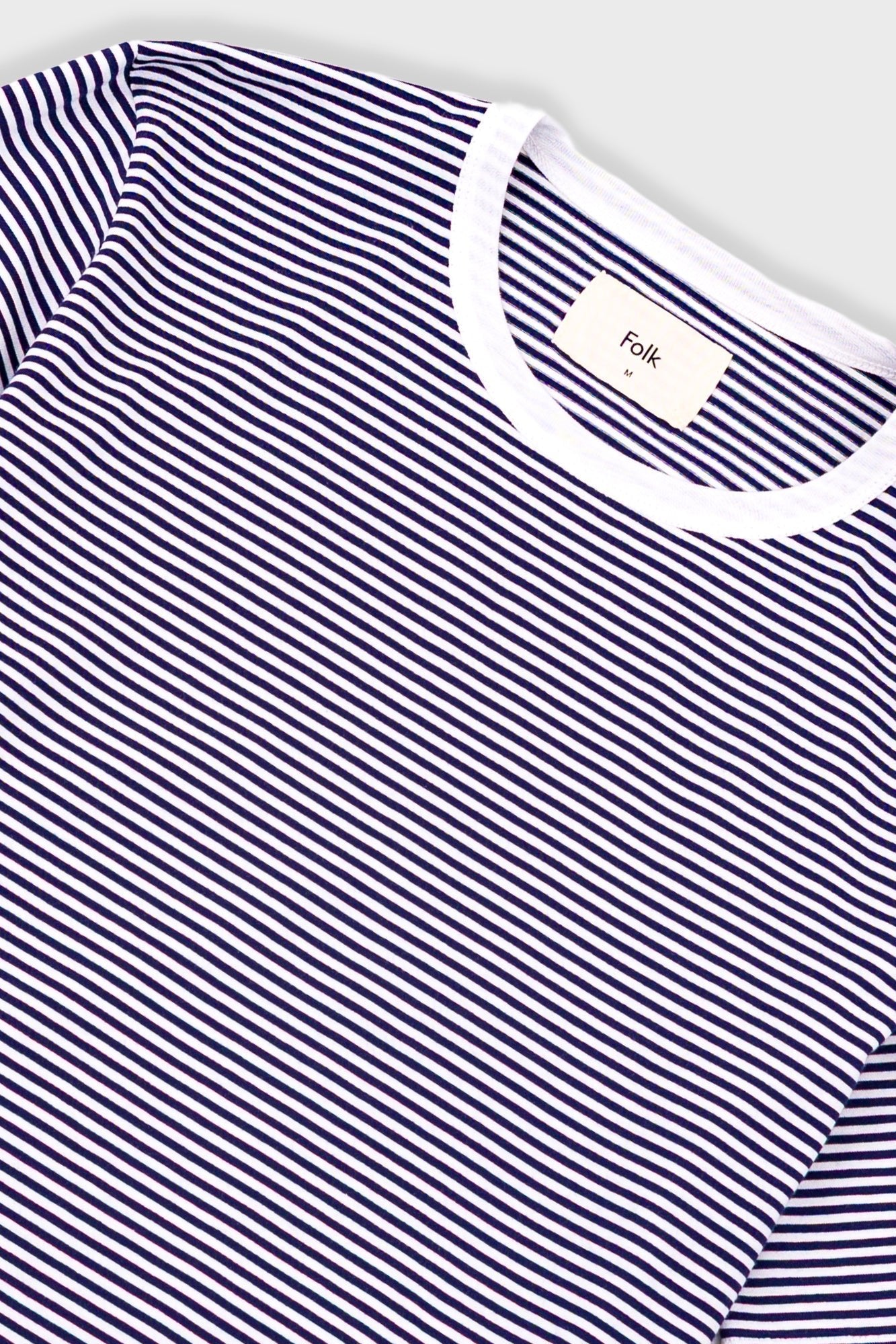 Folk 1x1 Stripe T-shirt Bright Navy Ecru - Steranko Clothing Manchester