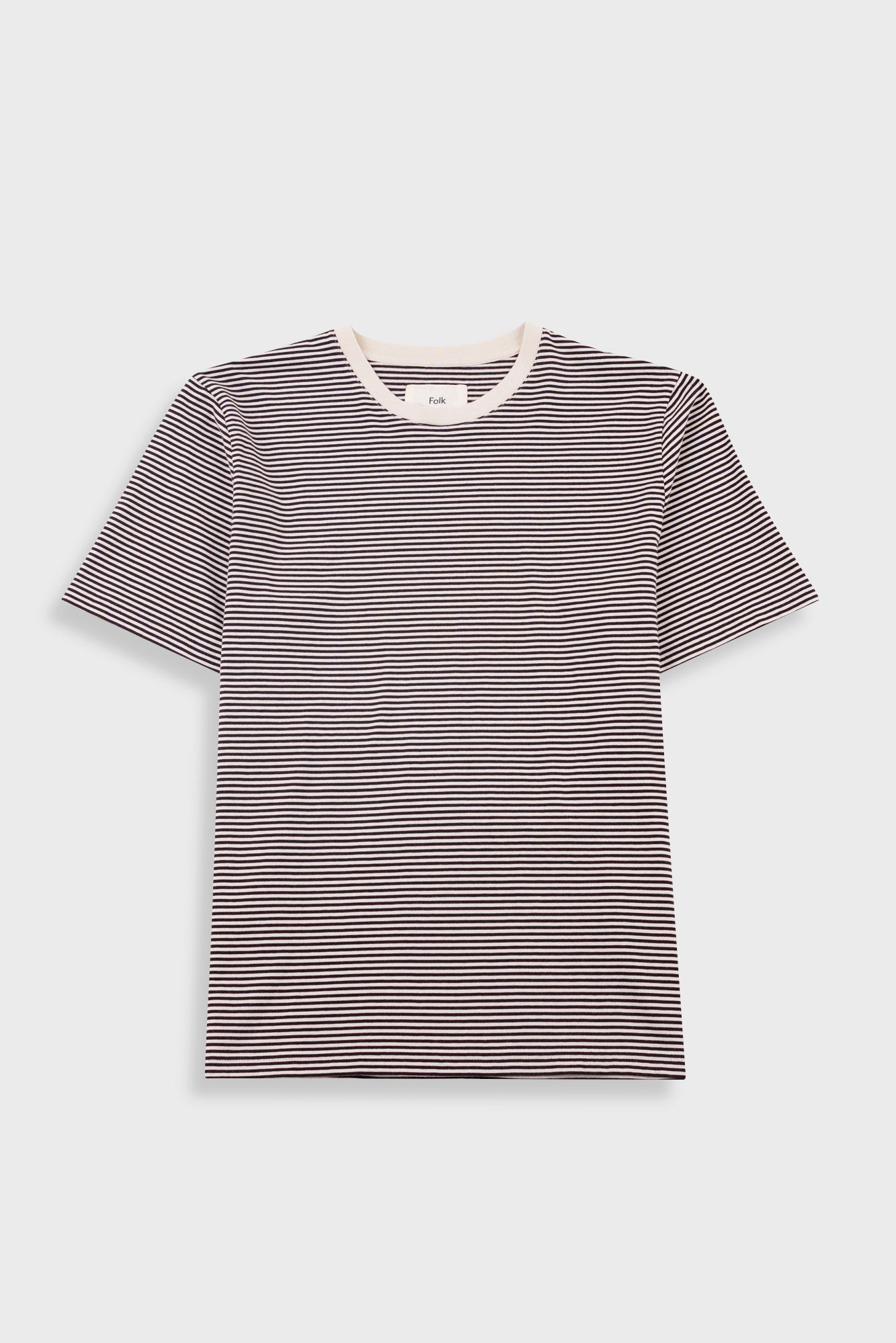 Folk 1x1 Stripe T-Shirt Espresso / Stone - Steranko Clothing Manchester