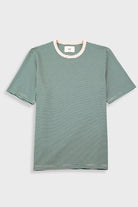 Folk 1x1 Stripe T-shirt Pthalo Green Ecru - Steranko Clothing Manchester
