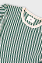Folk 1x1 Stripe T-shirt Pthalo Green Ecru - Steranko Clothing Manchester