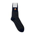 Folk Block Stripe Sock Navy / Dark Olive - Steranko Clothing Manchester