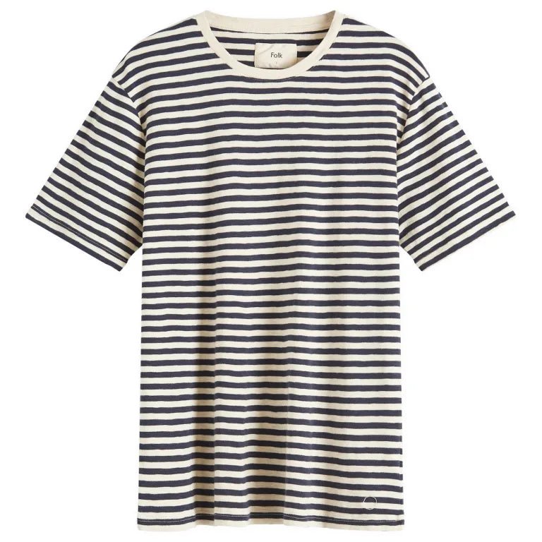 Folk Classic Stripe T-shirt Ecru Navy - Steranko Clothing Manchester