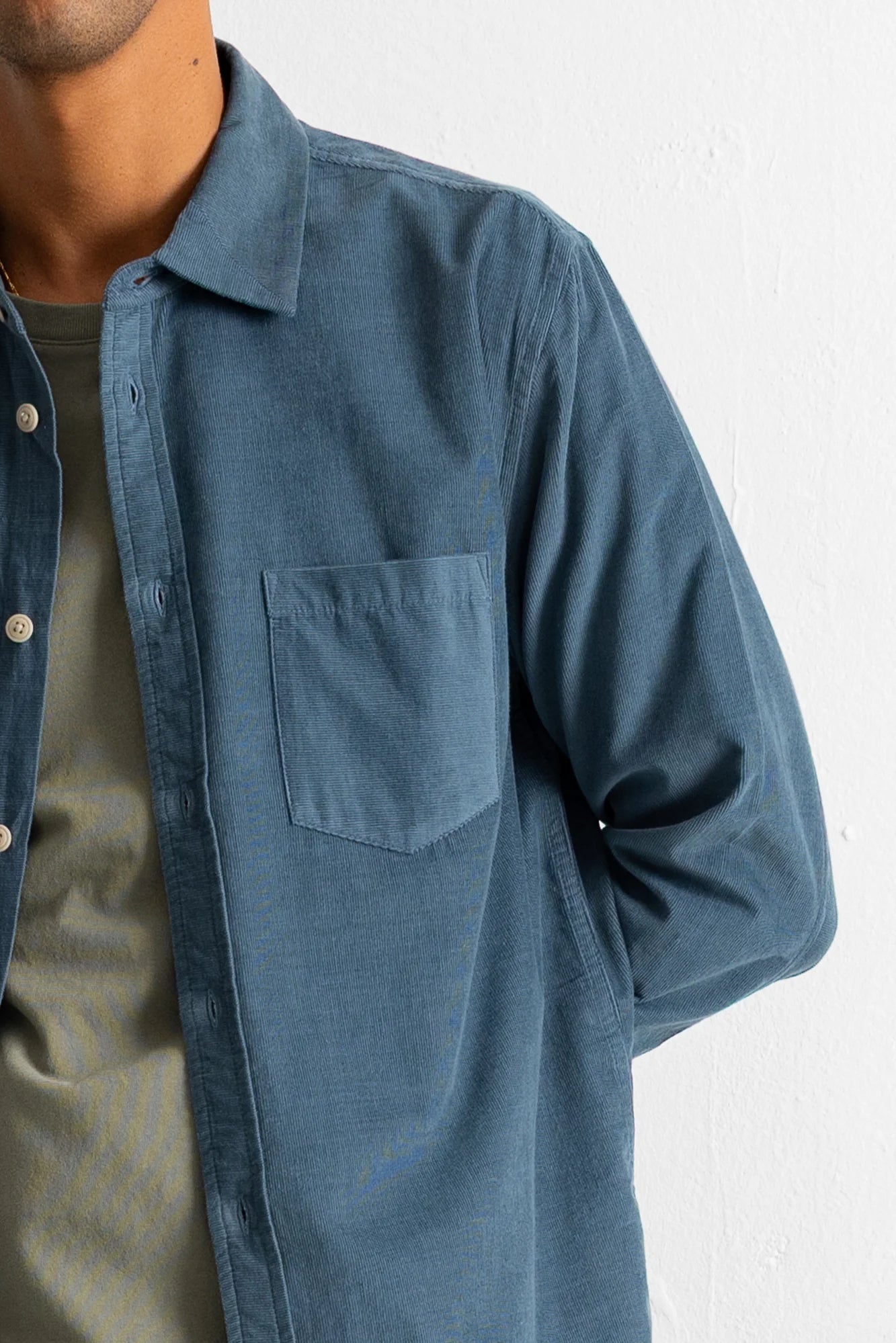 Folk Direction Babycord L/S Shirt Blue Oxide - Steranko Clothing Manchester