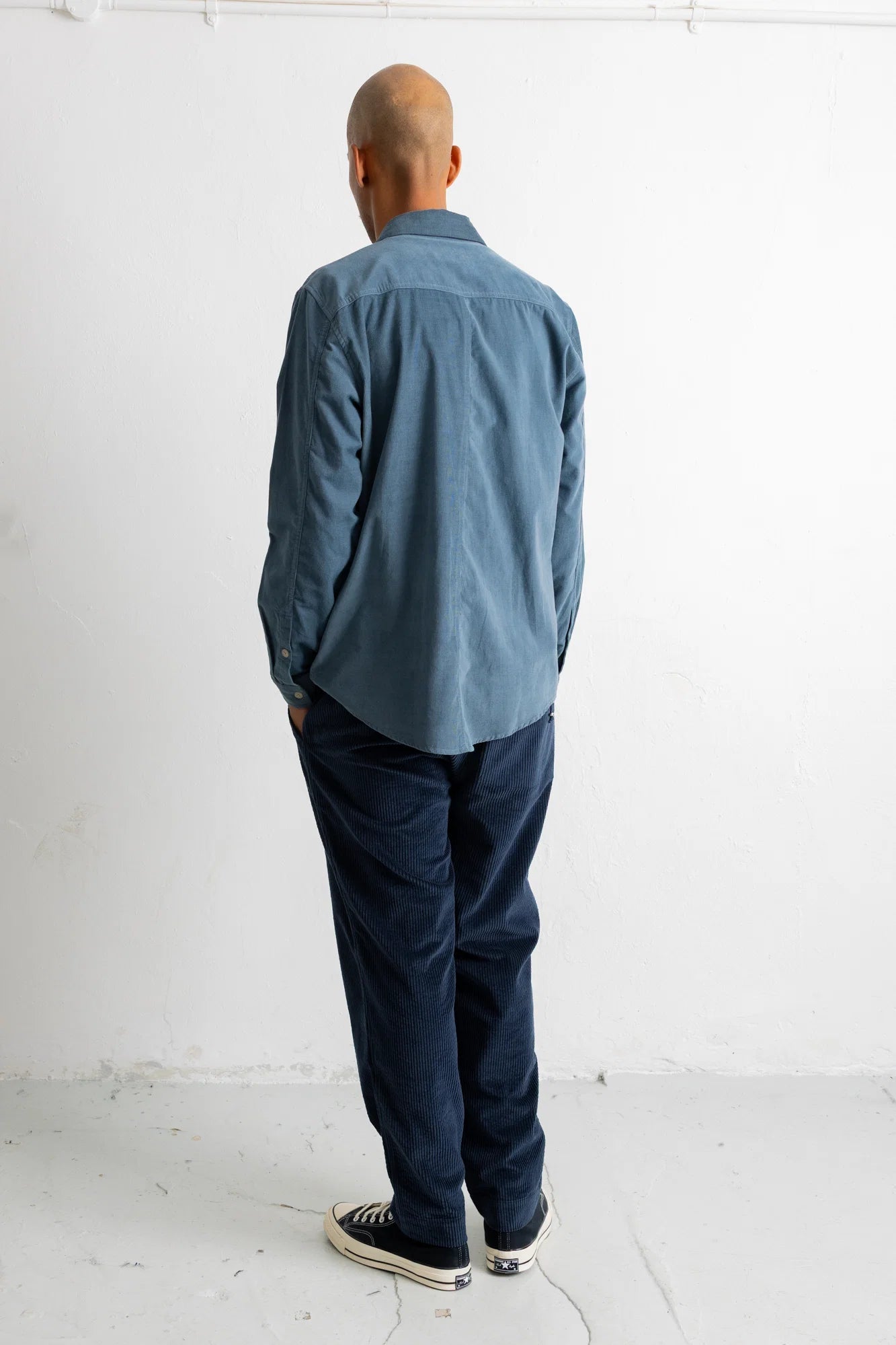 Folk Direction Babycord L/S Shirt Blue Oxide - Steranko Clothing Manchester