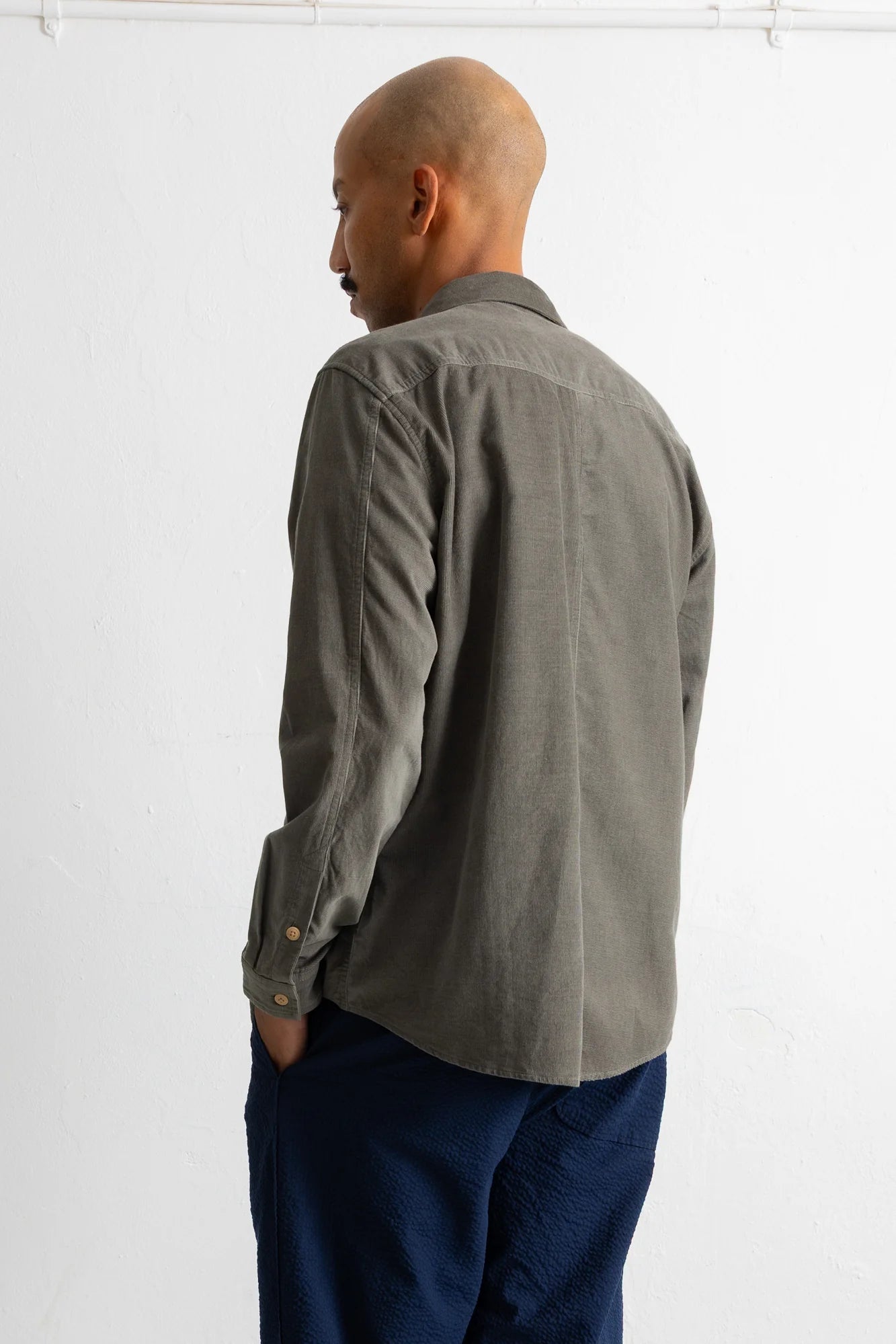 Folk Direction Babycord L/S Shirt Dark Sage - Steranko Clothing Manchester