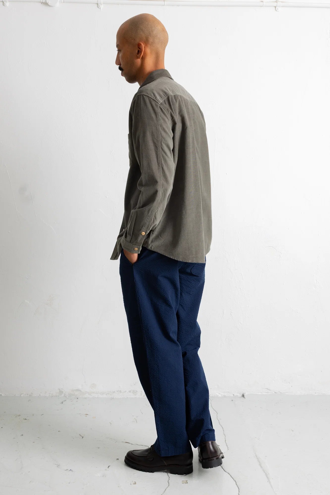 Folk Direction Babycord L/S Shirt Dark Sage - Steranko Clothing Manchester