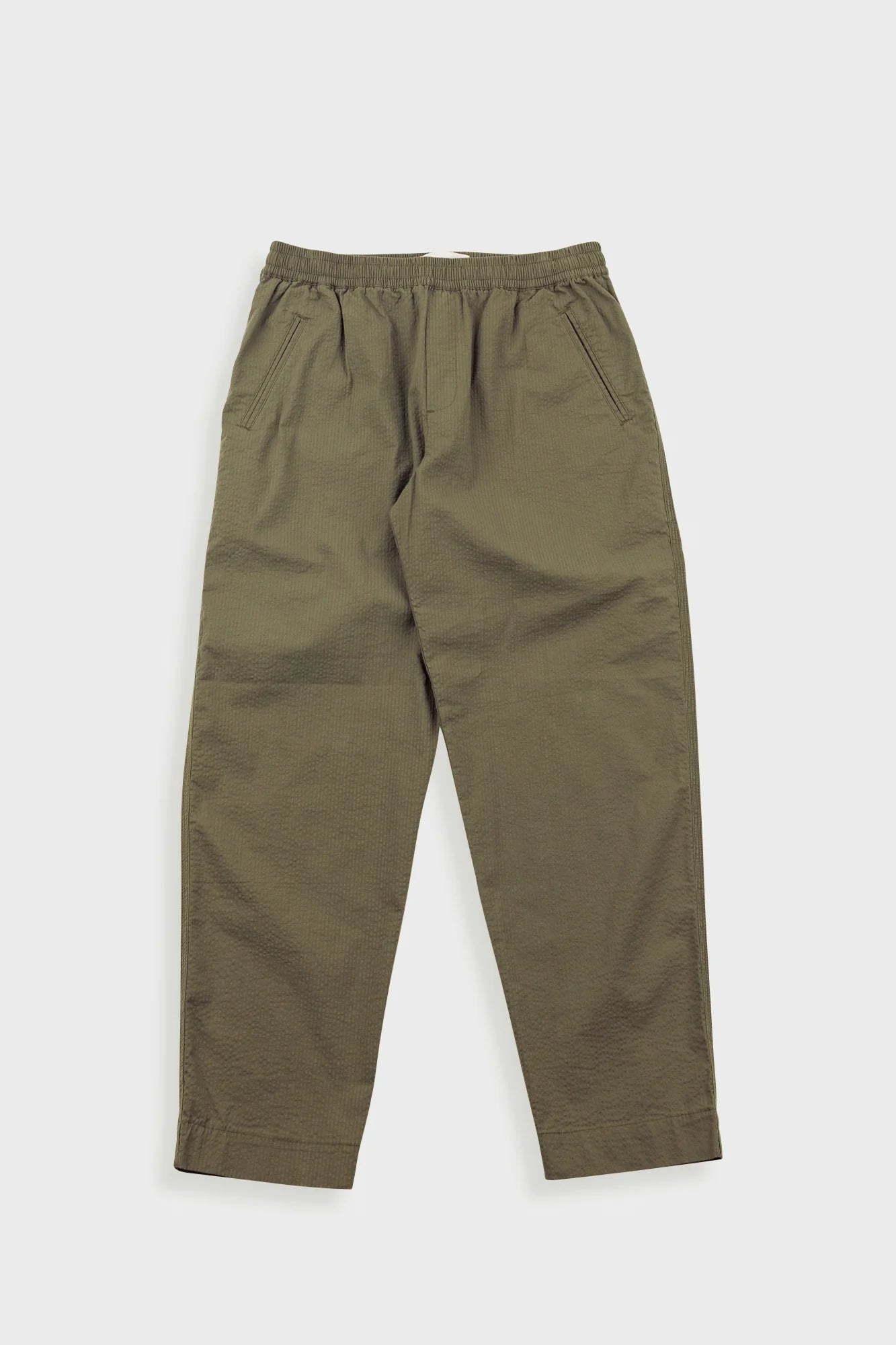 Folk Drawcord Assembly Pant Dark Olive Seersucker - Steranko Clothing Manchester