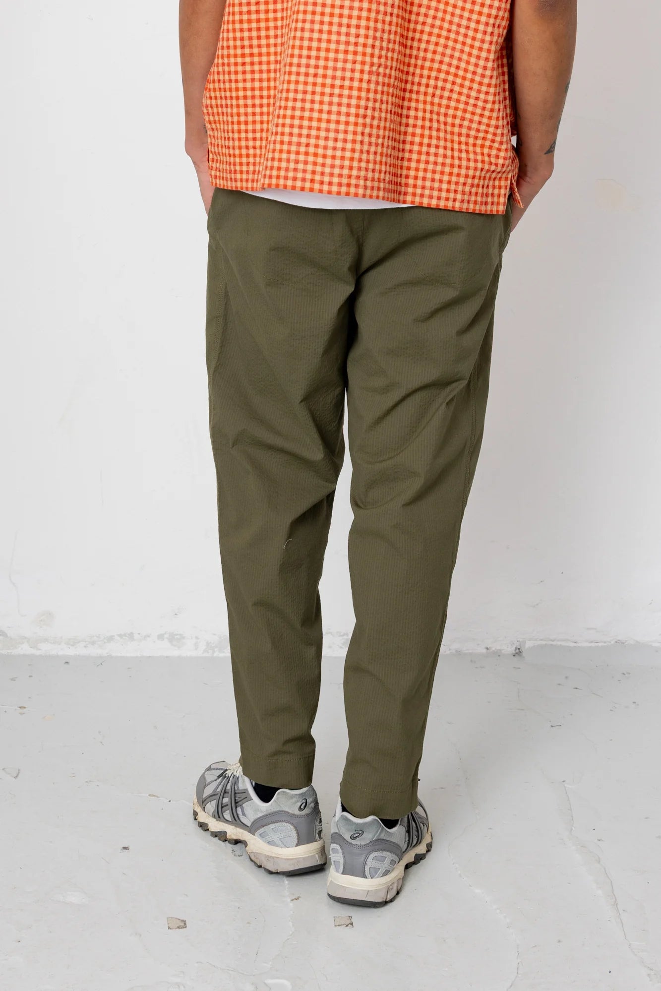 Folk Drawcord Assembly Pant Dark Olive Seersucker - Steranko Clothing Manchester
