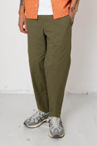 Folk Drawcord Assembly Pant Dark Olive Seersucker - Steranko Clothing Manchester