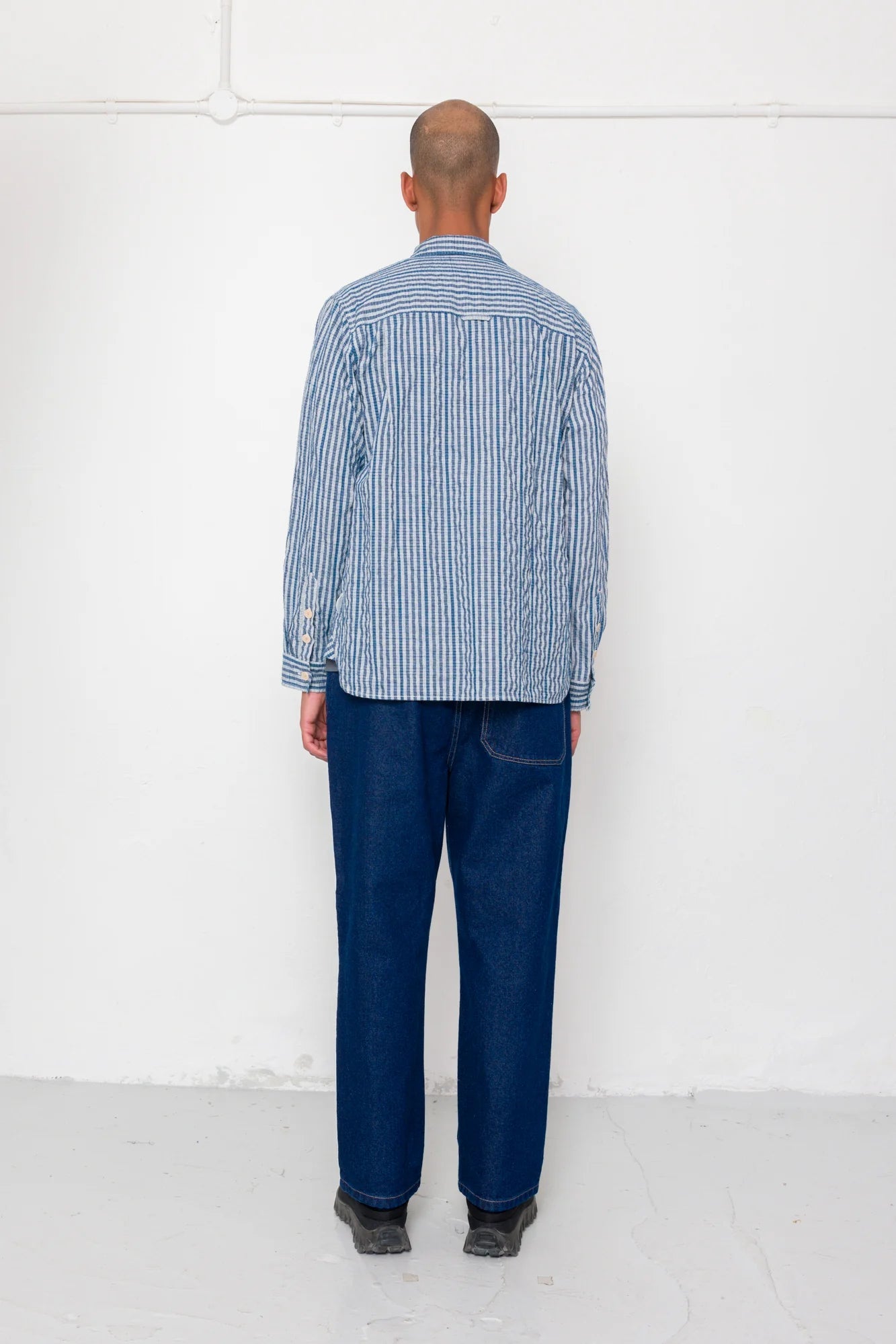 Folk Easy Fit Shirt Indigo Crinkle Mini Check - Steranko Clothing Manchester