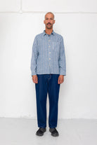 Folk Easy Fit Shirt Indigo Crinkle Mini Check - Steranko Clothing Manchester
