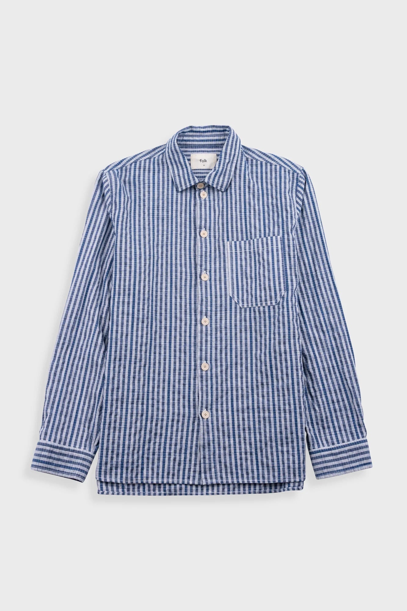 Folk Easy Fit Shirt Indigo Crinkle Mini Check - Steranko Clothing Manchester