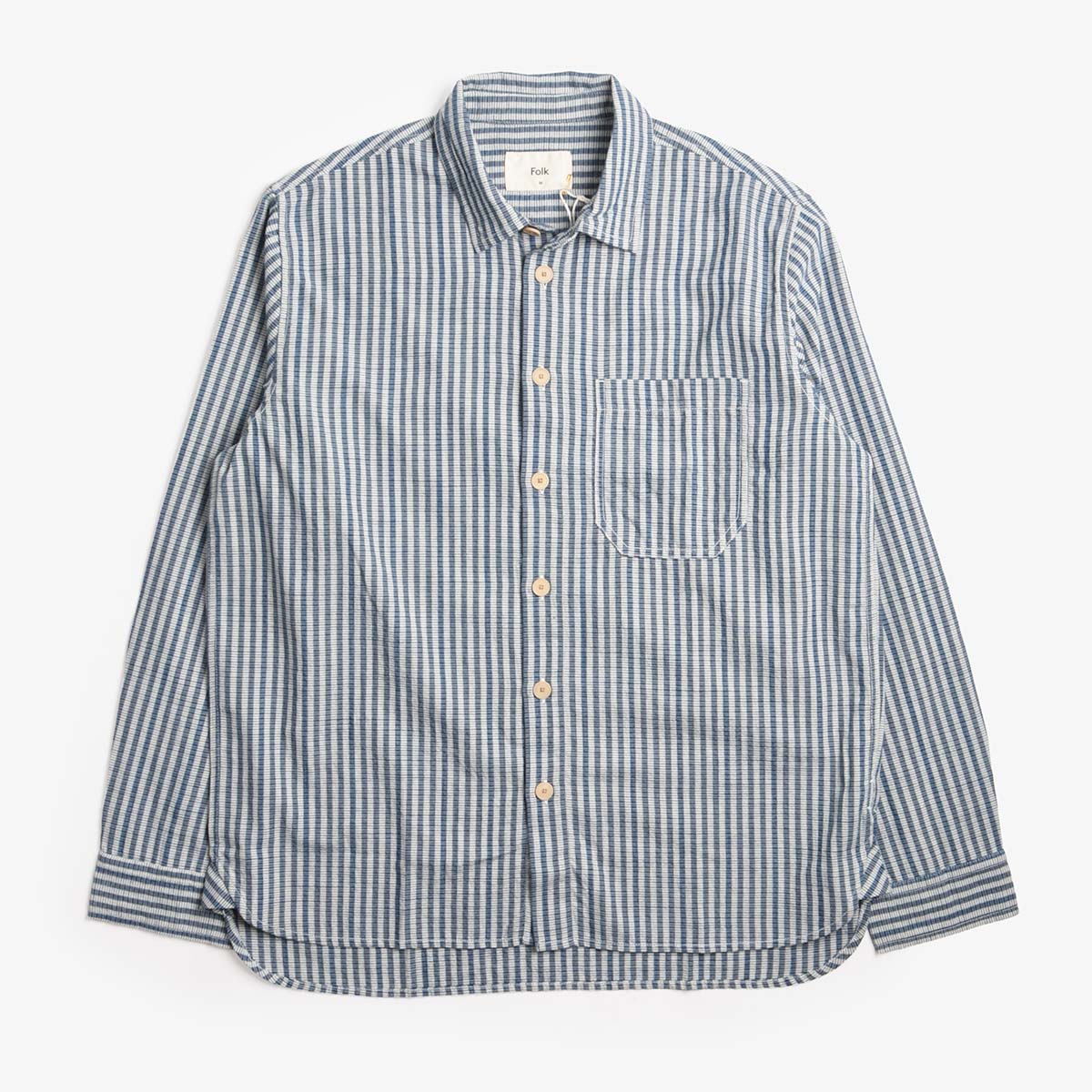 Folk Easy Fit Shirt Indigo Crinkle Mini Check - Steranko Clothing Manchester