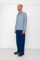 Folk Easy Fit Shirt Indigo Crinkle Mini Check - Steranko Clothing Manchester