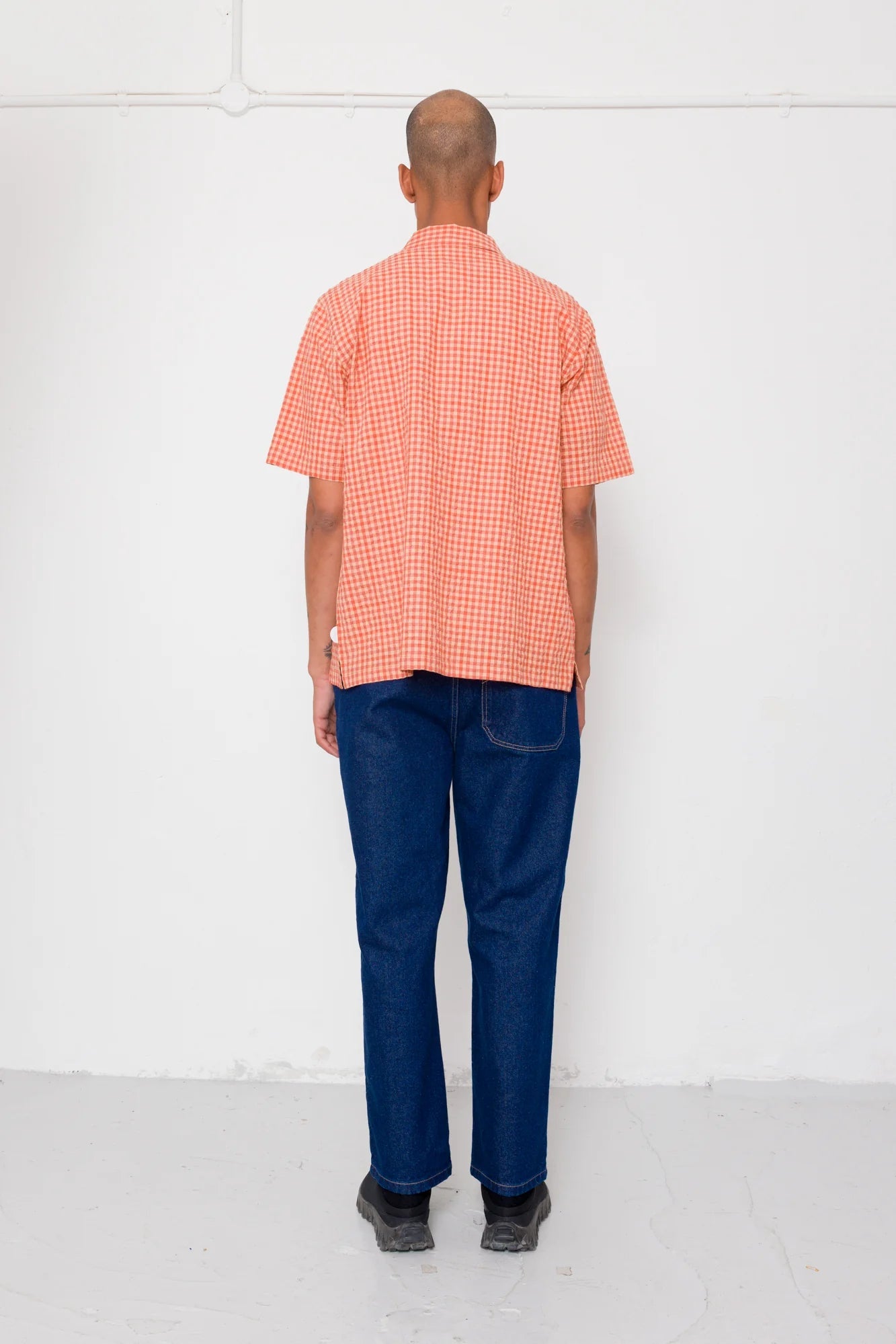 Folk Gabe Shirt Red Oxide Textured Check - Steranko Clothing Manchester