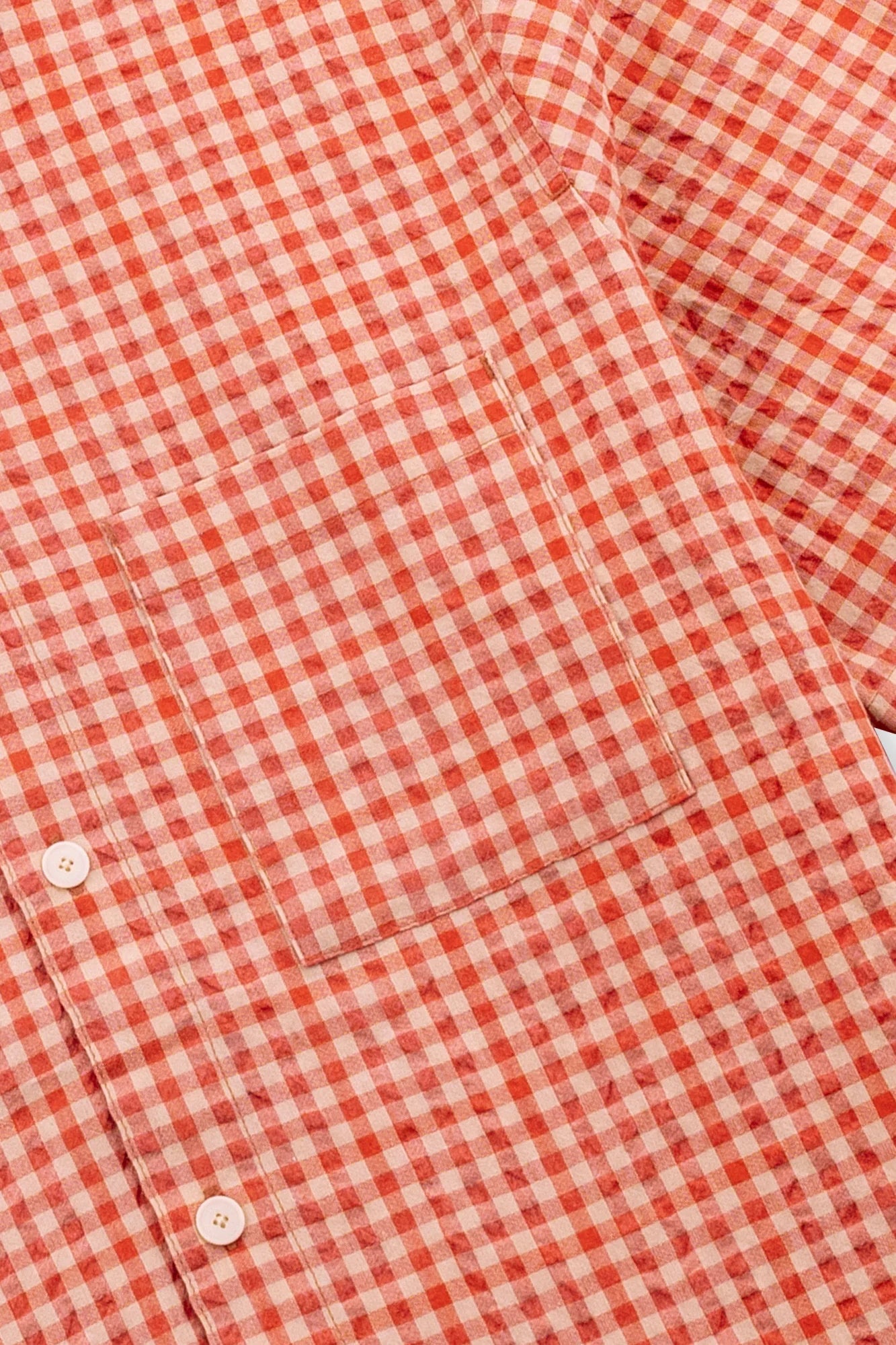 Folk Gabe Shirt Red Oxide Textured Check - Steranko Clothing Manchester