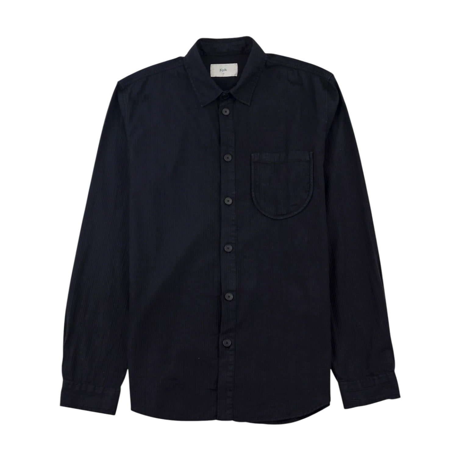 Folk Herringbone Curve Shirt Soft-Black - Steranko Clothing Manchester