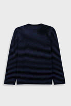 Folk Long Sleeve Textured Stripe T-Shirt Black/Soft Blue - Steranko Clothing Manchester