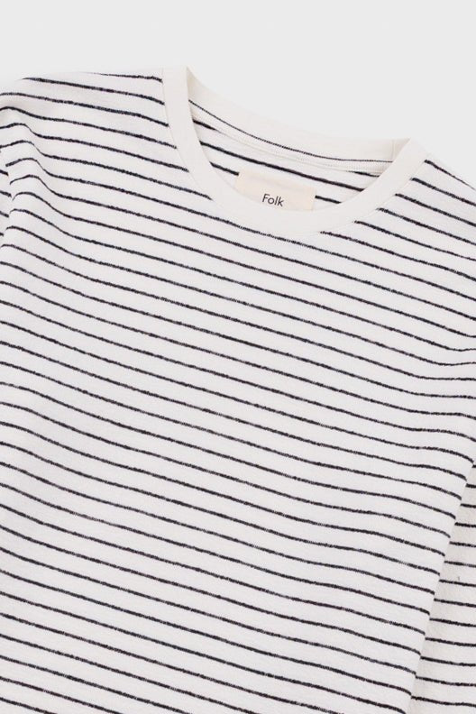 Folk Long Sleeve Textured Stripe T-Shirt Ecru/Black - Steranko Clothing Manchester