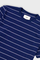 Folk Microstripe T-shirt Navy Ecru - Steranko Clothing Manchester