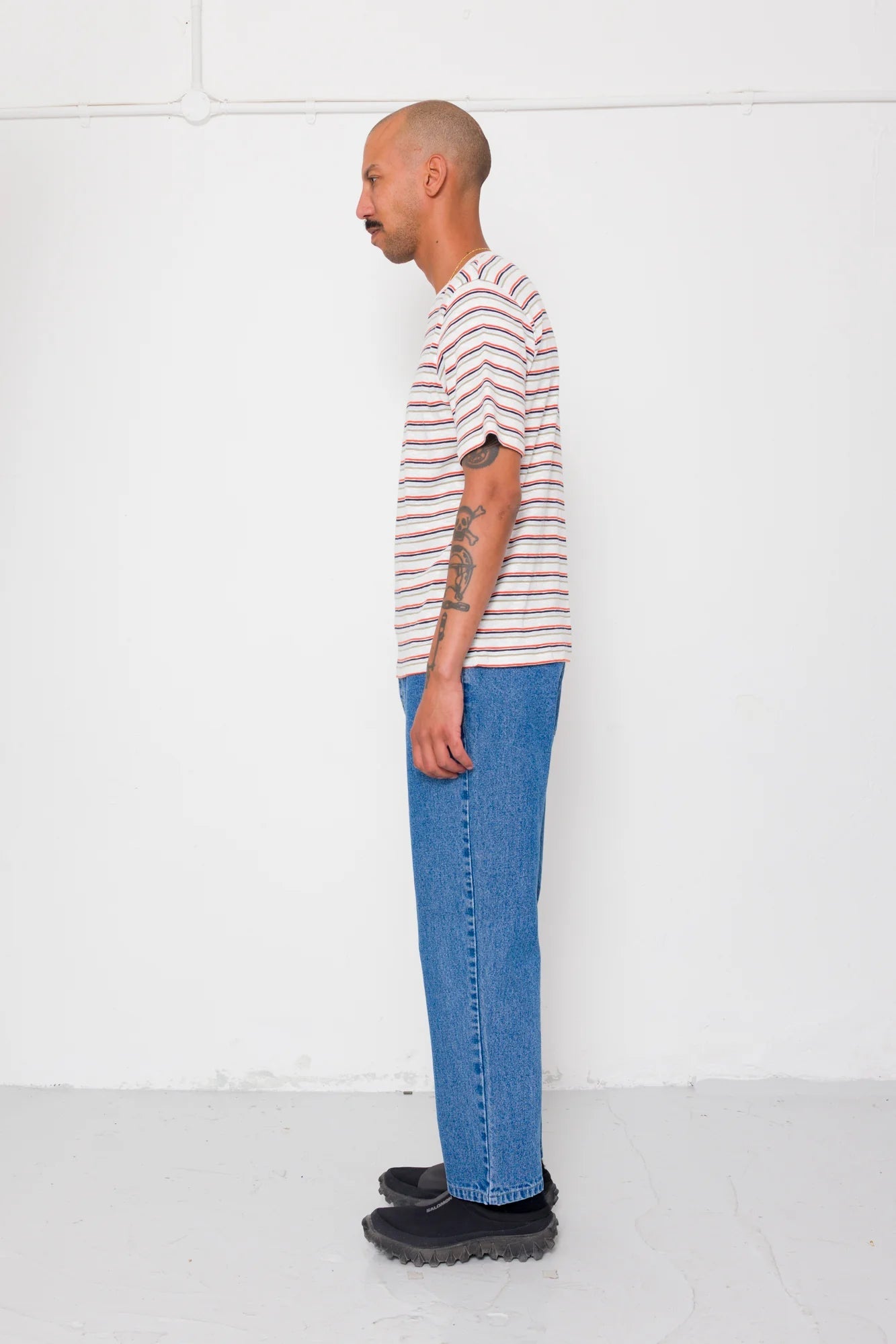 Folk Multistripe T-Shirt Ecru Red Oxide Mix - Steranko Clothing Manchester